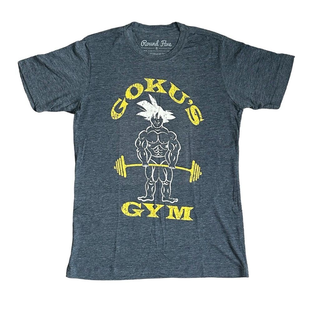 Gokus Gym Workout Gym Dragonball Z Training Grey Mens Shirt‎ Size S
